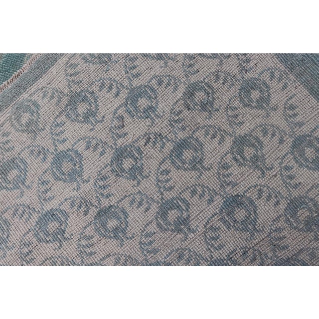 Vintage Turkish Oushak Rug With All-Over Design in Light Blue For Sale - Image 13 of 13