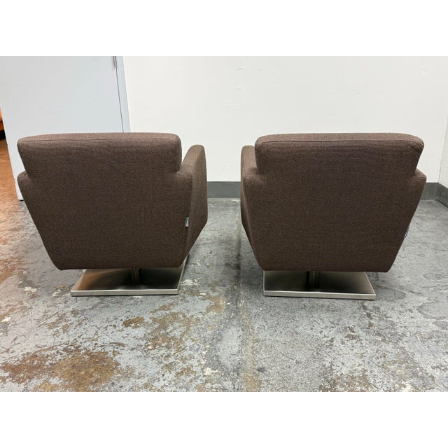 2010s Dellarobbia Regis Swivel Lounge Armchairs, Pair For Sale - Image 5 of 12
