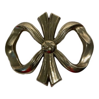 Vintage Solid Brass Bow Trivet or Wall Decor For Sale