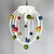 Italian mid-century modern White iron 5-light chandelier with colored spheres, 1940s 5-light chandelier with a round base,...