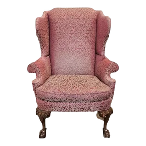 Mid 20th Century Southwood Chippendale Style Mahogany Wing Chair Ball & Claw Feet
