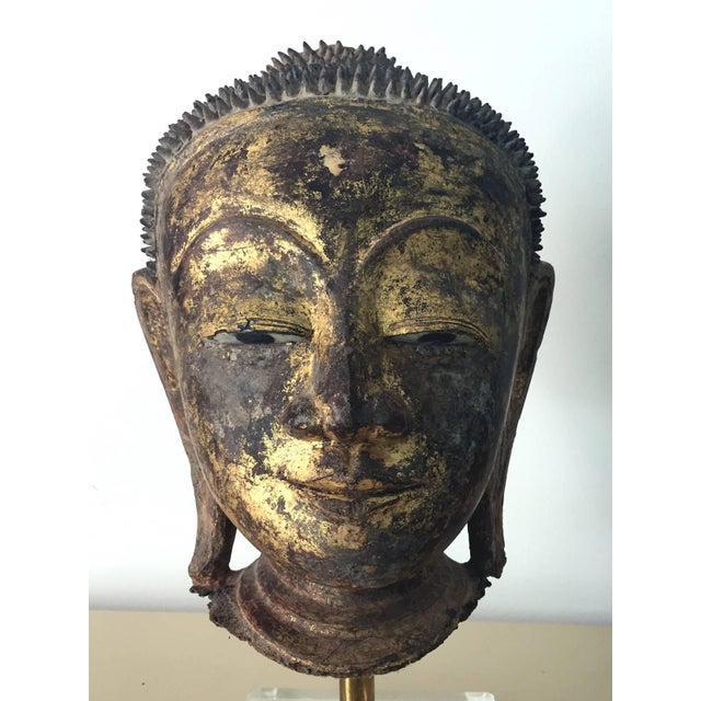 An Exquisite Antique Buddha Head Statue Southeast Asian For Sale In Atlanta - Image 6 of 10