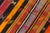 Red 1950s Handwoven Striped Tribal Rug With Small Geometric Motifs For Sale - Image 8 of 10