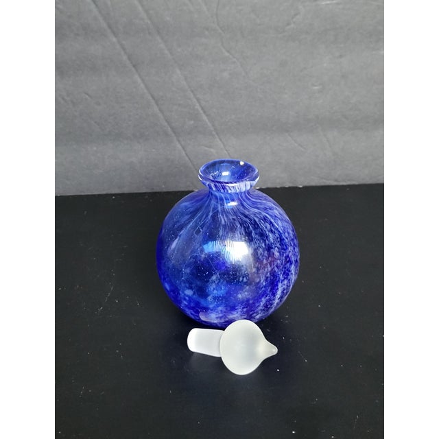 Traditional 2000s Hand Blown Glass Perfume Bottle With Stopper For Sale - Image 3 of 11