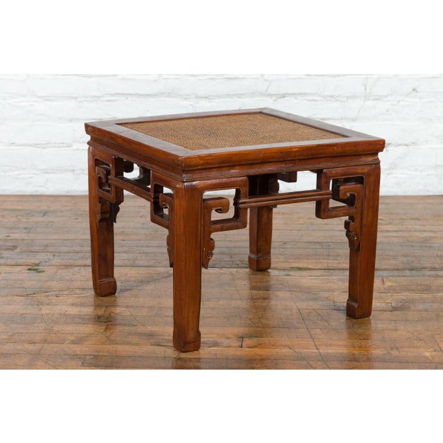 Chinese Qing Dynasty 19th Century Stool or Drinks Table with Woven Rattan Top For Sale - Image 4 of 13