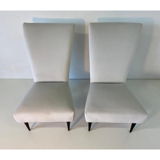 Art Deco Italian Bedroom Armchairs in Velvet and Black Lacquered Wood, 1940s, Set of 2 For Sale - Image 3 of 10