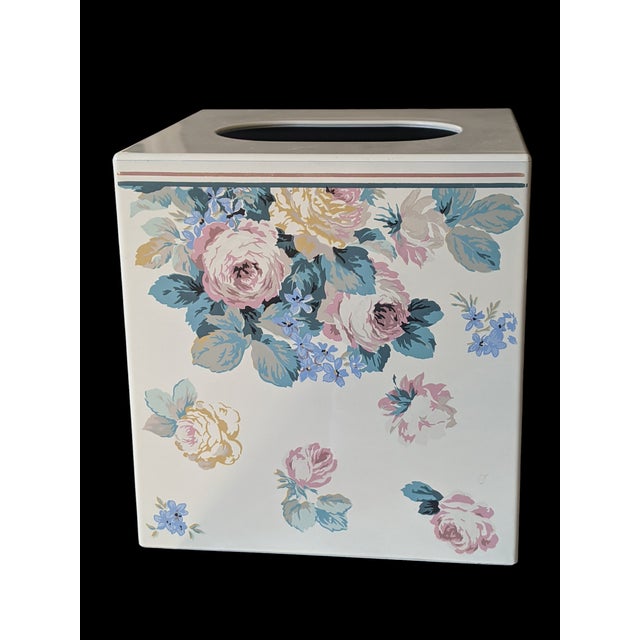 Plastic Vintage Shabby Chic Cottage Style Floral Tissue Box Cover For Sale - Image 7 of 11