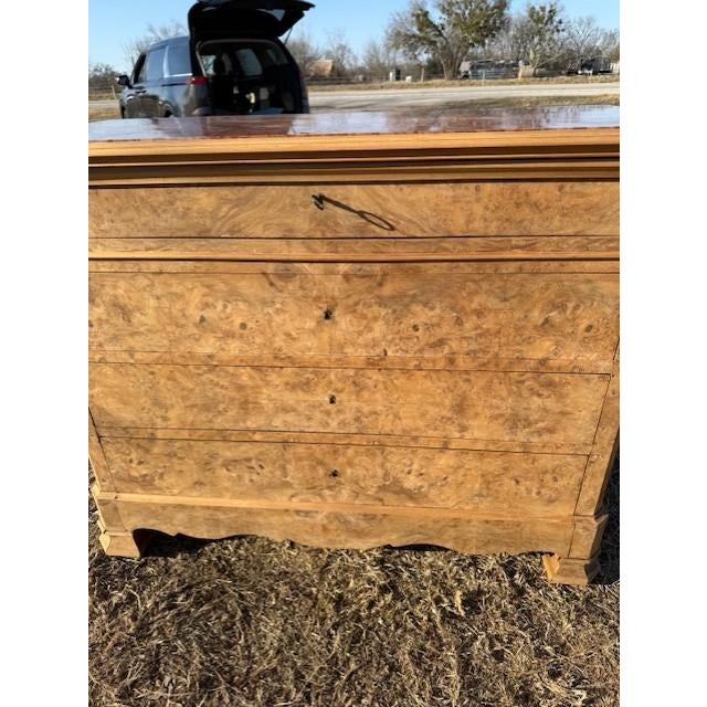 19th Century Louis Philippe Burlwood Bleached Marble Top Chest of Drawer / Commodes For Sale - Image 12 of 18