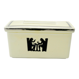 Vintage Hall's Covered Refrigerator Butter Box Tavern Silhouette 1940's