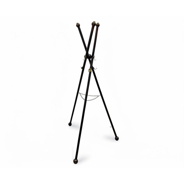 Brass Vintage Mahogany Wood Coat & Hat Rack With Brass Hooks For Sale - Image 8 of 10
