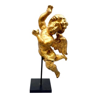 Antique French Giltwood Cherub Putti Sculpture Fragment For Sale