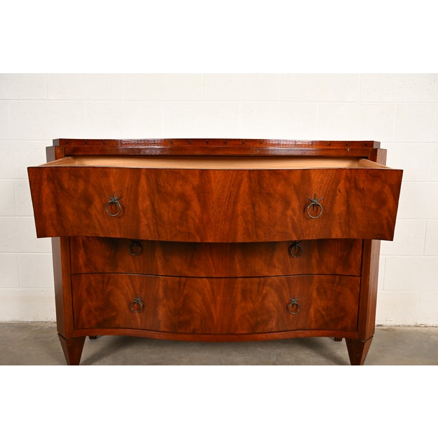 Wood Baker Furniture French Regency Flame Mahogany Serpentine Front Chest of Drawers For Sale - Image 7 of 16