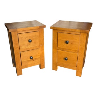 Rustic Wooden Bedside Tables, 2000, Set of 2 For Sale