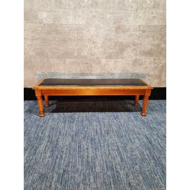 Wood Antique Art Deco Oak Hall Bench For Sale - Image 7 of 11