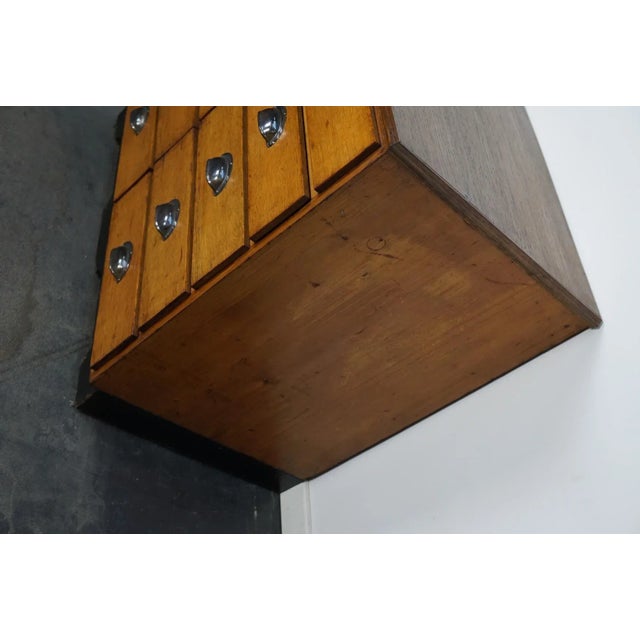 Gold Mid-20th Century German Oak Pine Apothecary Cabinet or Bank of Drawers For Sale - Image 8 of 14