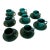 Vintage the Haldon Group Green Majolica Relief Cup & Saucer Set for 8 For Sale