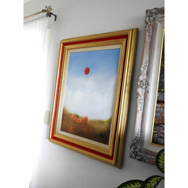 Contemporary Red Balloon Oil Painting by San Franciscan Artist John Boyd May For Sale - Image 3 of 10