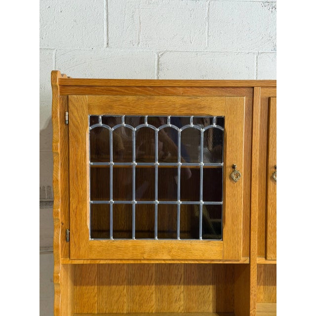 1960s In Style of Henning Kjærnulf Oak Hutch With Glass Doors and Open Shelves Denmark Mid-Century Modern 1960s For Sale - Image 5 of 10
