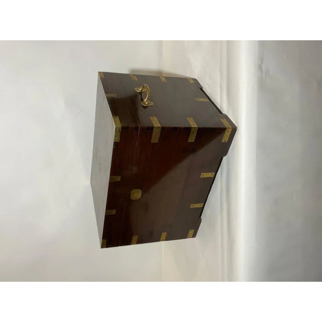1930s Teak and Brass Campaign Trunk For Sale - Image 5 of 10