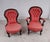 Attractive pair of English Victorian chairs comprising one armchair and one matching side chair This is a 'his and hers...