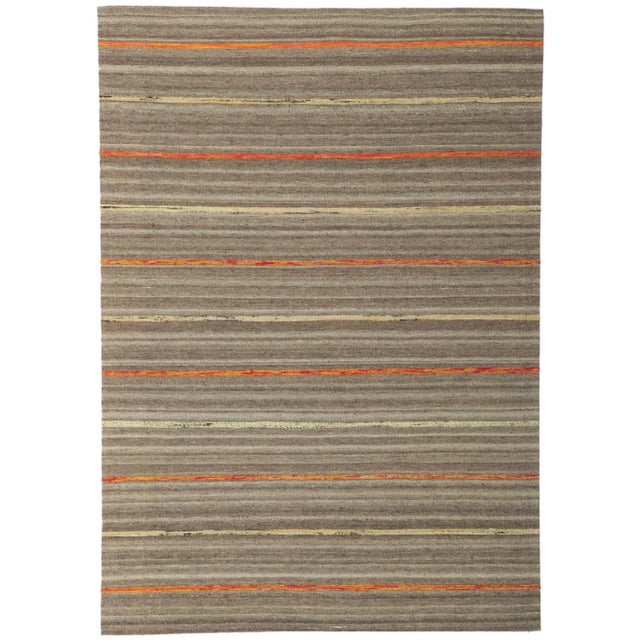 Textile Vintage Style Striped Kilim Rug, 4'8 X 6'8 For Sale - Image 7 of 7