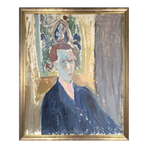 1944 Mid-Century Modern 'Oscar' Vintage Swedish Original Figurative Portrait Oil Painting, Framed