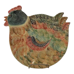 Vintage 1990s Hand-Painted Italian Chicken Shape Egg-Deviled Egg Platter