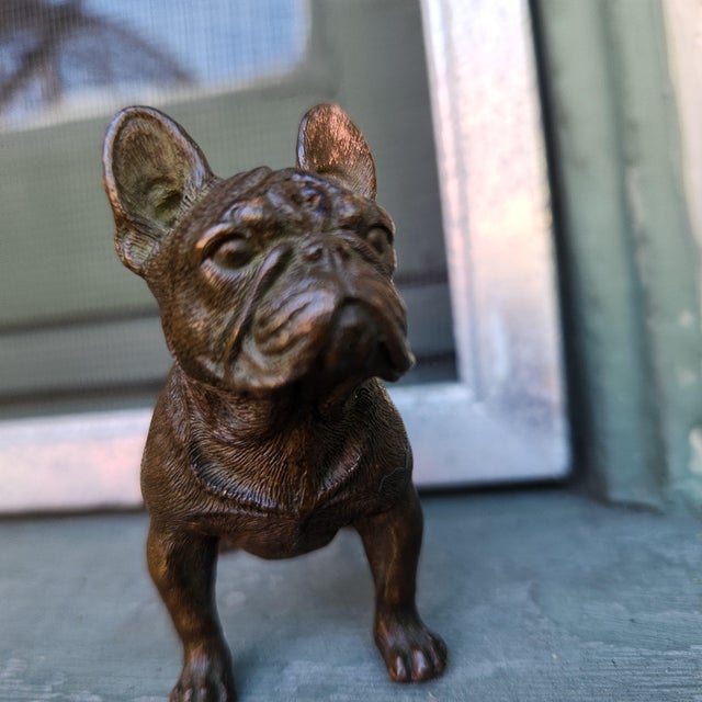 Japanese Bronze French Bulldog Statue For Sale - Image 4 of 6