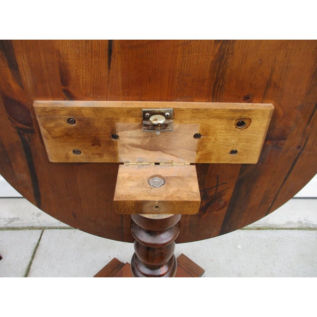 Ethan Allen Knotty Pine Tilt-Top Side Tables For Sale - Image 4 of 10