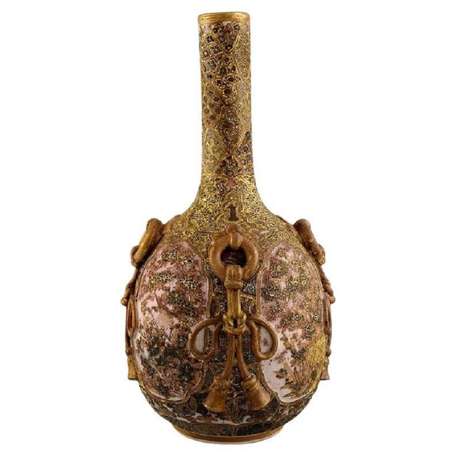 Meiji Japanese Gold Satsuma Bottle Vase For Sale - Image 9 of 9