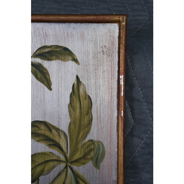 Late 20th Century 3 Chinoiserie Gold Silver Metallic Tropical Bird Crane Leaf Vine Hanging Panels 63" For Sale - Image 5 of 17