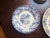 Chinoiserie Vintage Blue & White Transferware Set - 7 Pieces - Mismatched Chinoiserie Plates & Teapot For Sale - Image 3 of 12