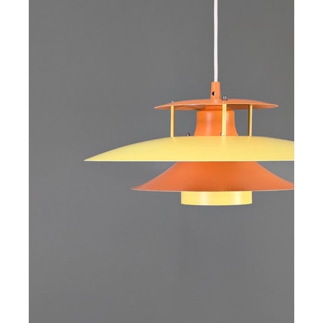 Mid-Century Modern Danish Pendant Lamp in Yellow & Orange Metal, 1970s For Sale - Image 6 of 10