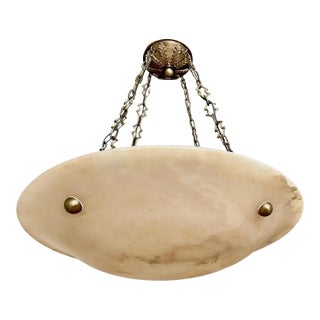 Large French Directoire Style Alabaster Chandelier Pendant Light For Sale