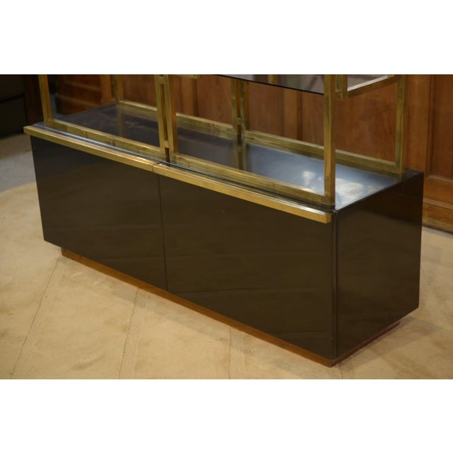 Brass, Lacquered Wood and Smoked Glass Shelf from Kim Moltzer, 1970s For Sale - Image 6 of 13