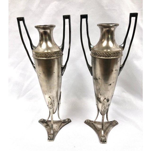 Antique Art Noveau Silver Urns - a Pair For Sale - Image 12 of 12
