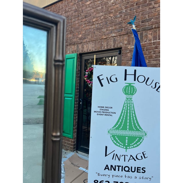 1970s Bronze Wooden Bamboo Floor Mirror For Sale In Atlanta - Image 6 of 6