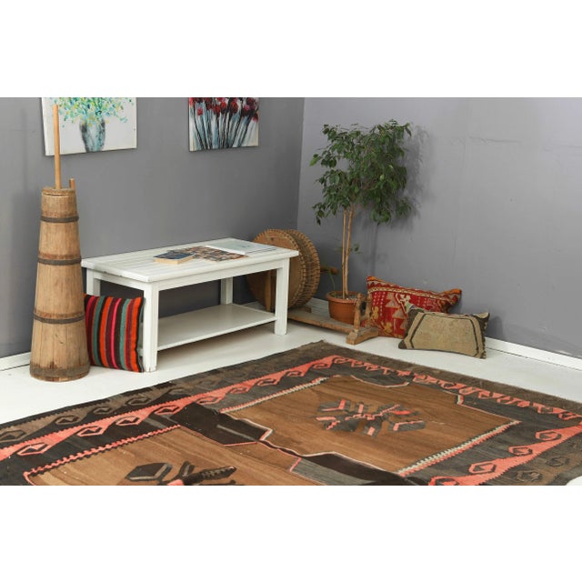 Mid 20th Century Vintage Decorative Large Kilim Rug For Sale In Los Angeles - Image 6 of 7