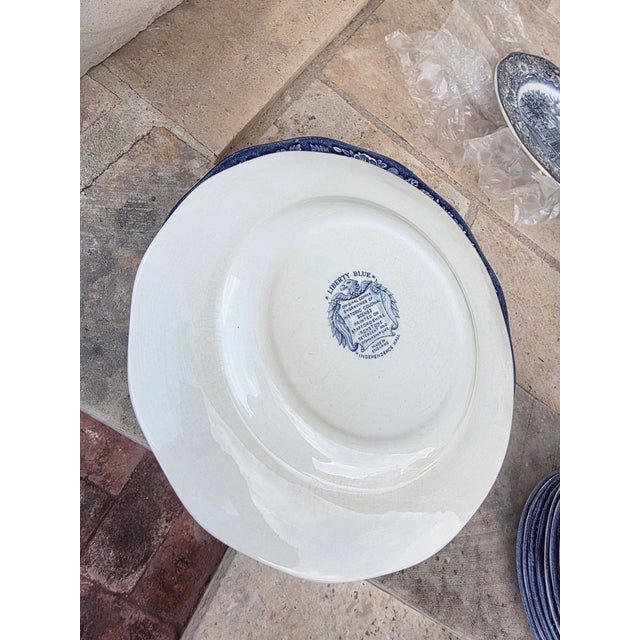 Traditional 1940s Liberty Blue Staffordshire Ironstone Plates Set of 10 For Sale - Image 3 of 8