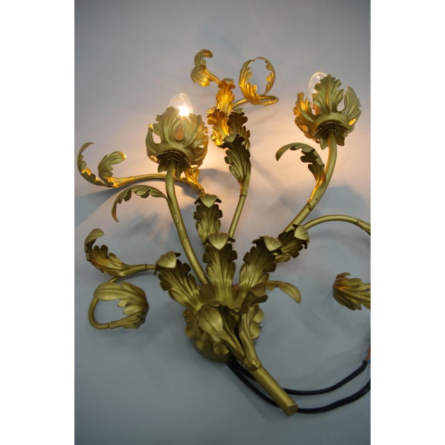 Gilt Wall Lamps, Italy, 1960s, Set of 2 For Sale - Image 9 of 13