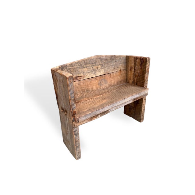 Primitive Rustic Farmhouse Reclaimed Barnwood Pew Bench 78 In. For Sale - Image 16 of 18