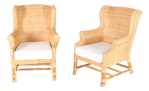 Rattan Club Chairs, Set of 2