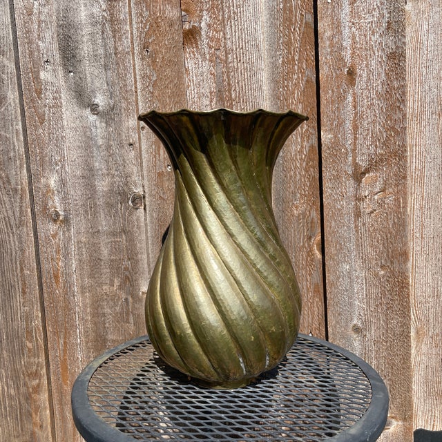 1950s Egidio Casagrande Italia Patinated Brass Vase. For your consideration, a patinated brass vase by early modernist...