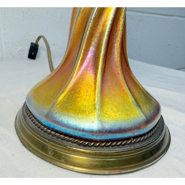 Vintage Tiffany Studios Hand Blown Favrille Lustre Glass Electric Table Lamp For Sale In New York - Image 6 of 9