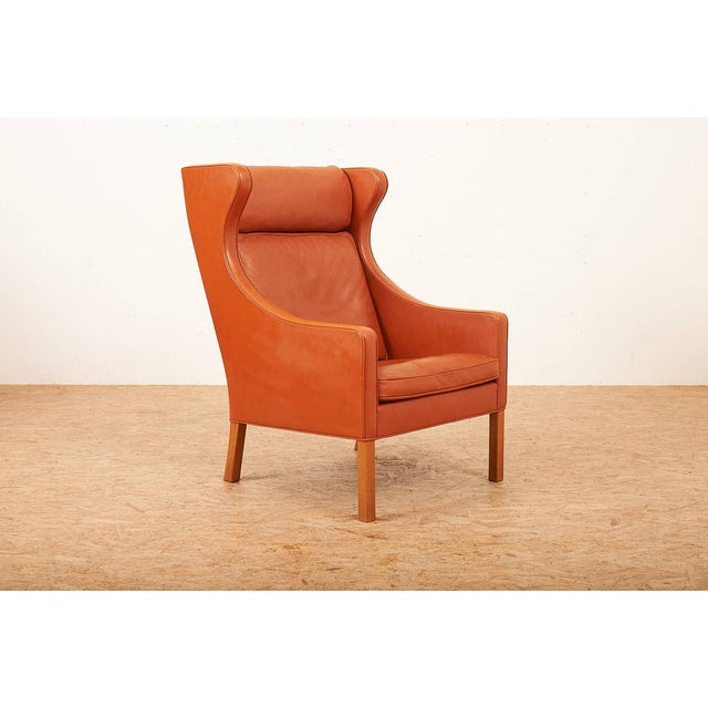 Model 2204 Wingback Armchair in Wood and Leather by Børge Mogensen for Frederica, 1963 For Sale - Image 3 of 16