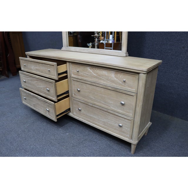 Cerused Oak Six Drawer Dresser With Mirror For Sale In Philadelphia - Image 6 of 13