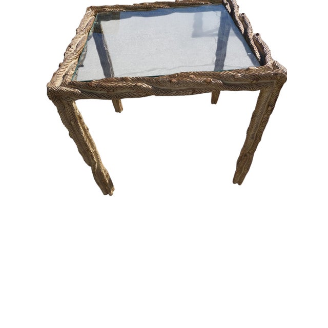 Vintage Carved Faux Bois Mid Century Side Table Hollywood Regency Carved Wood For Sale - Image 13 of 18