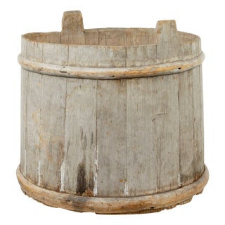 Large Antique Scandinavian Pine Storage Barrel, 1850 For Sale