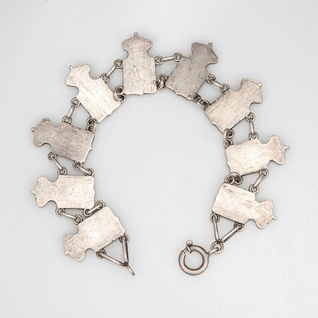 Vintage Portuguese Bracelet Royal Coat of Arms 833 Silver 7" Mid Century Jewelry For Sale - Image 4 of 4