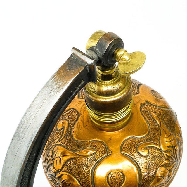 Metal Table Lamp with Floral Motifs, Austria-Hungary, Early 20th Century For Sale - Image 4 of 12